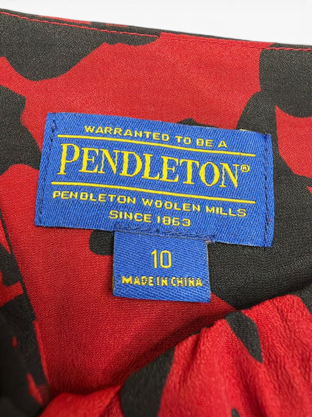 Pendleton Women's Floral Tie Neck Blouse Size 10 Red Black Long Sleeve Top - Picture 6 of 13
